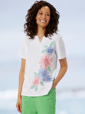 Alfred Dunner Short Sleeve Floral Embroidered Tee - Image 1 of 1