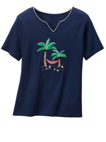 Alfred Dunner Palm Tree Hammock Tee - Image 1 of 1