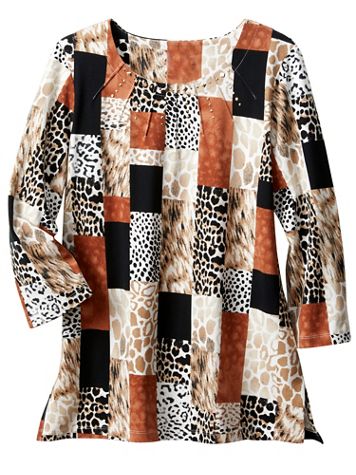 Alfred Dunner Animal Print Boxes Tee - Image 1 of 1