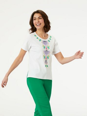 Alfred Dunner Center Embroidered Floral Top - Image 1 of 1