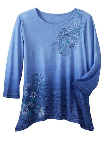 Alfred Dunner Ombré Paisley Knit 3/4 Sleeve Top - Image 1 of 1