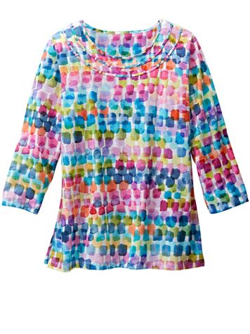 Alfred Dunner Watercolor Chicklets Print Tee - Image 1 of 1