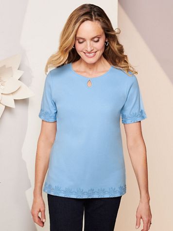 Floral Lace Trim Tee - Image 1 of 3
