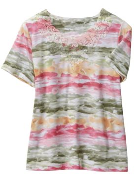 Alfred Dunner Watercolor Biadere Tee