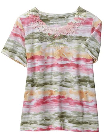 Alfred Dunner Watercolor Biadere Tee - Image 2 of 2