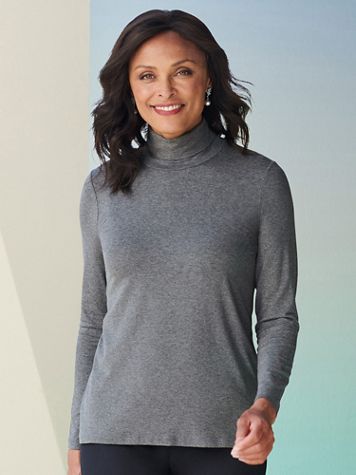 Silky Knit Turtleneck Top - Image 1 of 6