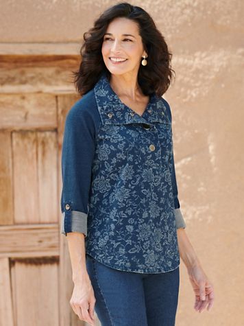 Printed Indigo Top - Image 2 of 2