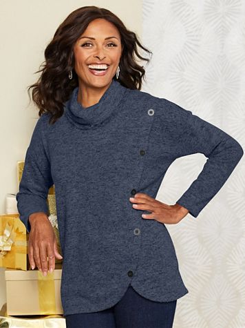 Cozy Cowl Heather Knit Top - Image 1 of 2