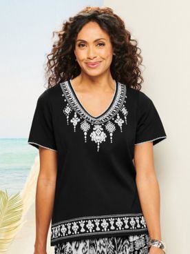 Alfred Dunner Riveria Embroidered Tee