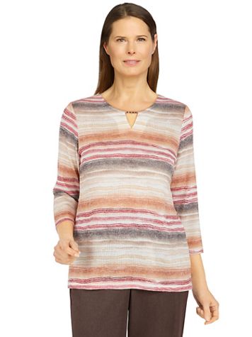 Alfred Dunner® Sorrento Tonal Watercolor Biadere Knit Top - Image 5 of 5