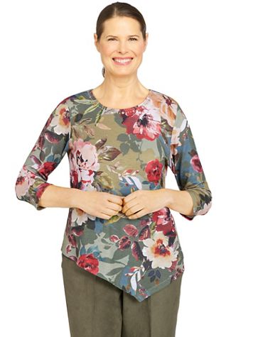 Alfred Dunner® Copper Canyon Florals Blossom Knit Top - Image 1 of 4