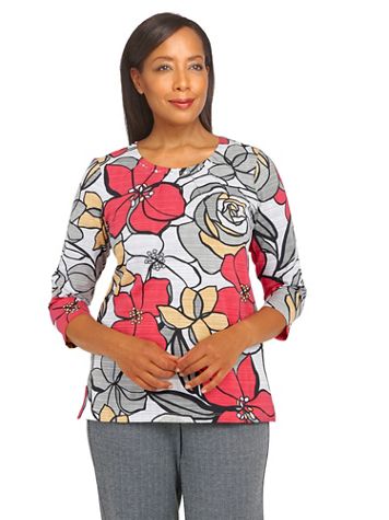 Alfred Dunner® Empire State Floral Stained Glass Print Top - Image 5 of 5