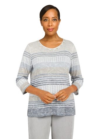Alfred Dunner® Stonehenge Tonal Stripe Knit Top - Image 1 of 4