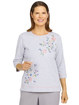Alfred Dunner® Shenandoah  Valley Embroidered Flowers Knit Top