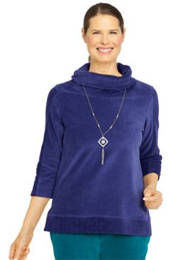 Alfred Dunner® The Big Easy Velour Top with Necklace