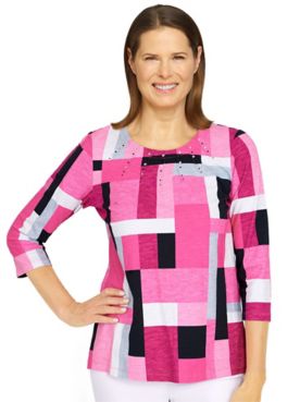 Alfred Dunner® Theater District Colorblock Print Top