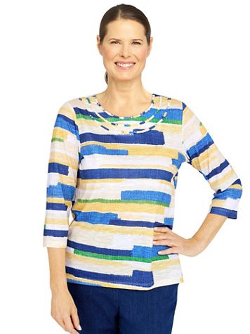 Alfred Dunner® Bright Idea Etched Stripe Top - Image 2 of 2