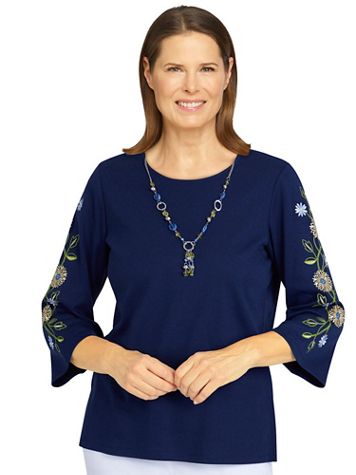 Alfred Dunner® Bright Idea Floral Embroidered Top - Image 2 of 2