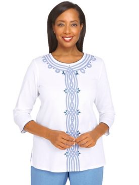 Alfred Dunner® Peace Of Mind Stripe Center Knit Top