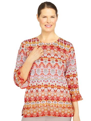 Alfred Dunner® Key Largo Ikat Printed Boho Top - Image 1 of 1