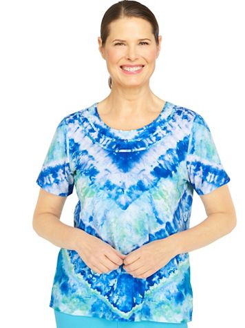 Alfred Dunner® Cool Vibrations Tie Dye Chevron Tee - Image 2 of 2