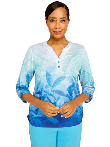 Alfred Dunner® Cool Vibrations Buttoned Neck Ombre Top - Image 2 of 2