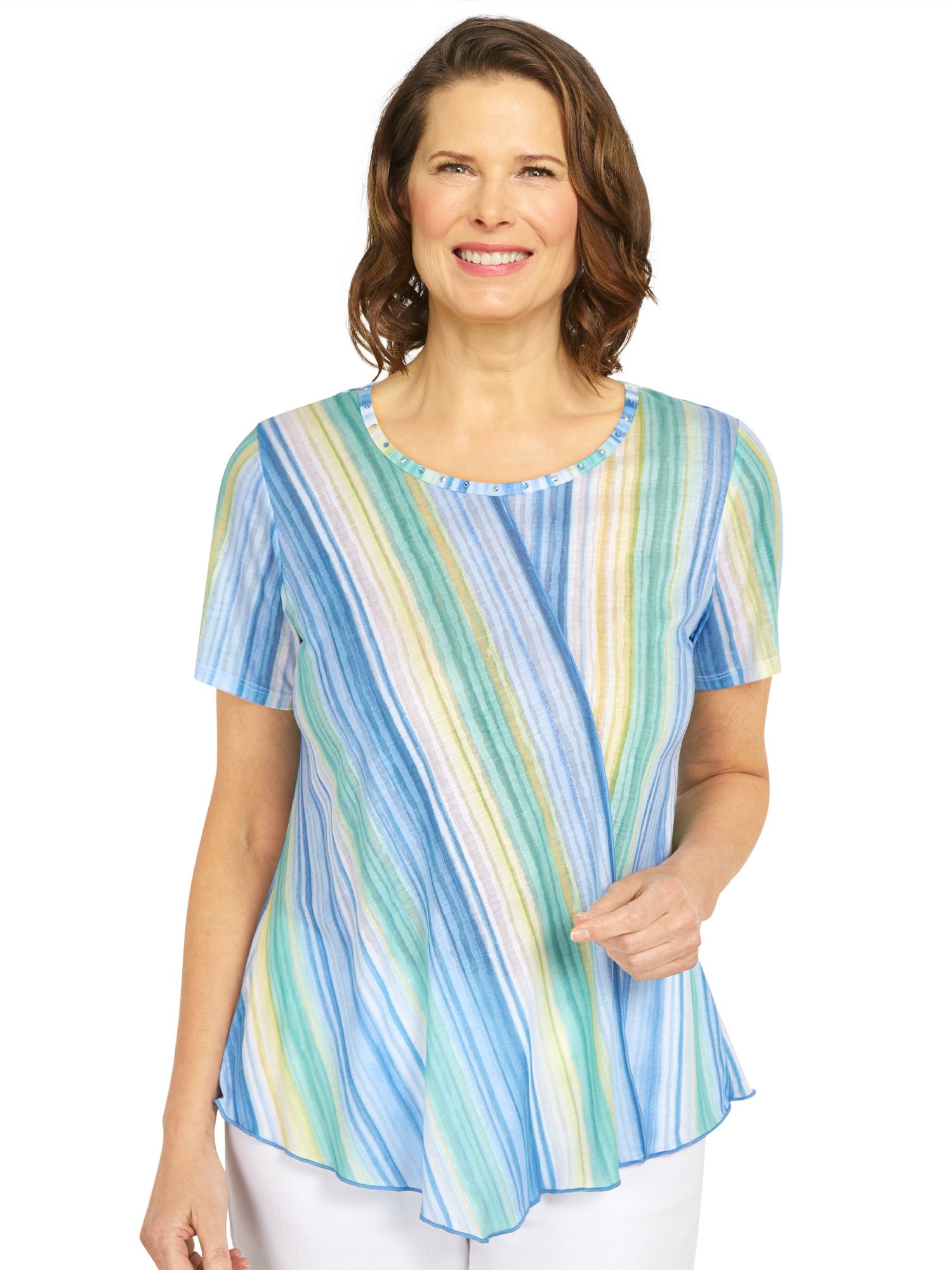Alfred Dunner® Set Sail Spliced Stripe Nautical Top