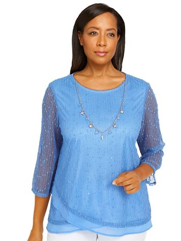 Alfred Dunner® Set Sail Popcorn Texture Tulip Hem Top - Image 2 of 2