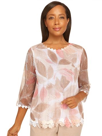 Alfred Dunner® Best Dressed Mesh Leaves Top - Image 2 of 2