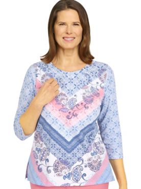 Alfred Dunner® Short and Sweet Scroll Chevron Top