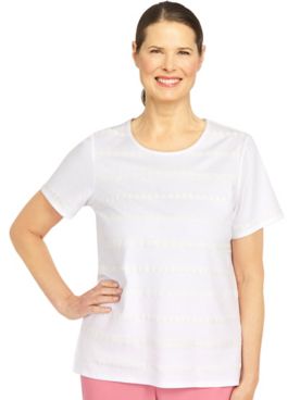 Alfred Dunner® Short and Sweet Lace Stripe Tee