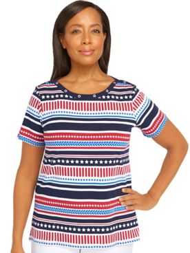 Alfred Dunner® Land Of The Free Americana Stripe Top