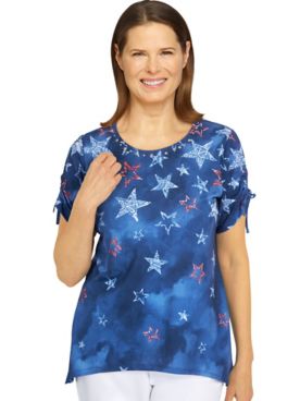 Alfred Dunner® Land Of The Free Tie Dye Batik Star Top
