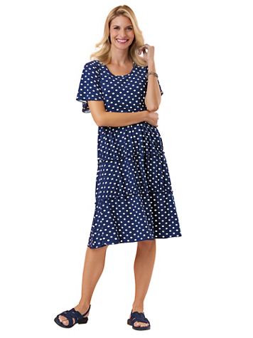 Haband Women’s Tiered Knit Dress, Print - Image 2 of 2