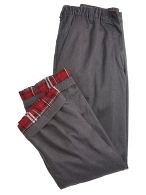 men's flannel lined pants elastic waist