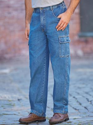 blue jeans with cargo pockets