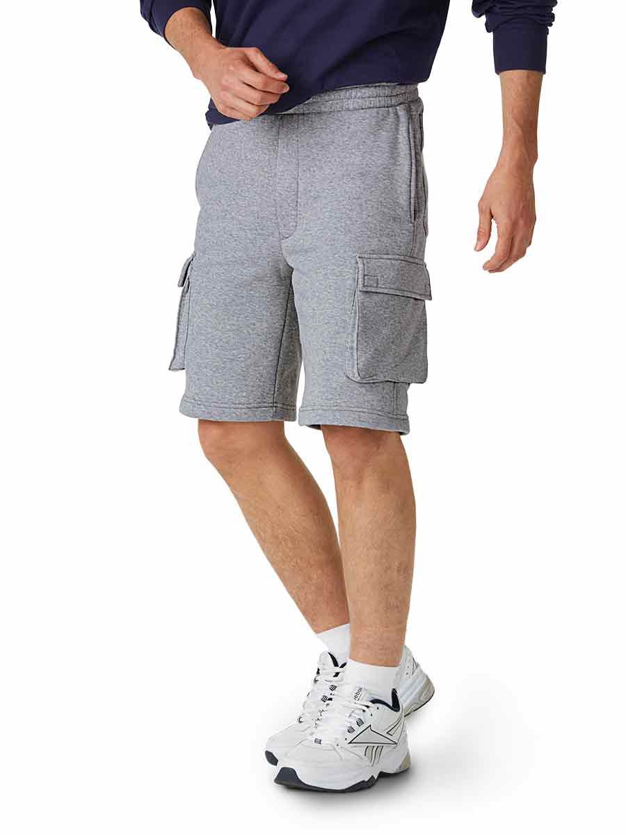 MOUTEN Mens Casual Cotton Elastic Waist Outwear Multi Pockets Cargo Shorts