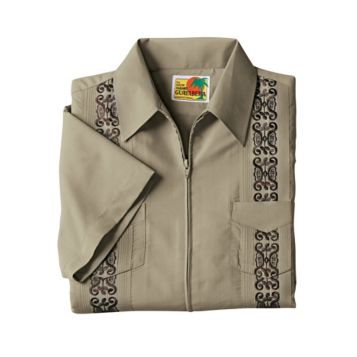 Haband Men S Zip Front Guayabera Shirt