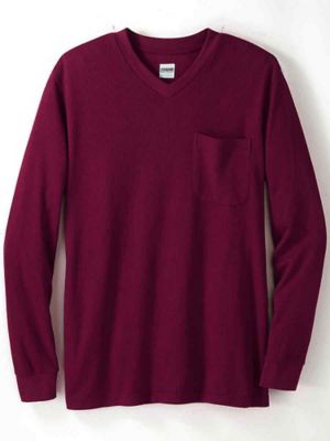 men's v neck thermal top