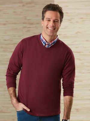 v neck fleece pullover men's