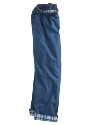 women's flannel lined blue jeans