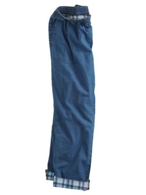 women's pull on flannel lined jeans