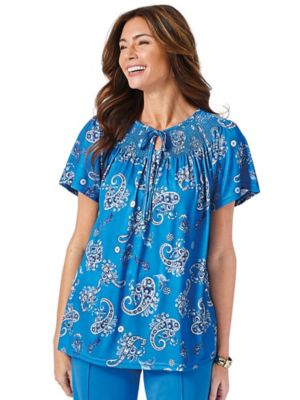 plus size short sleeve peasant tops