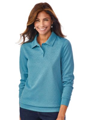 Women's Banded Bottom Textured Polo 