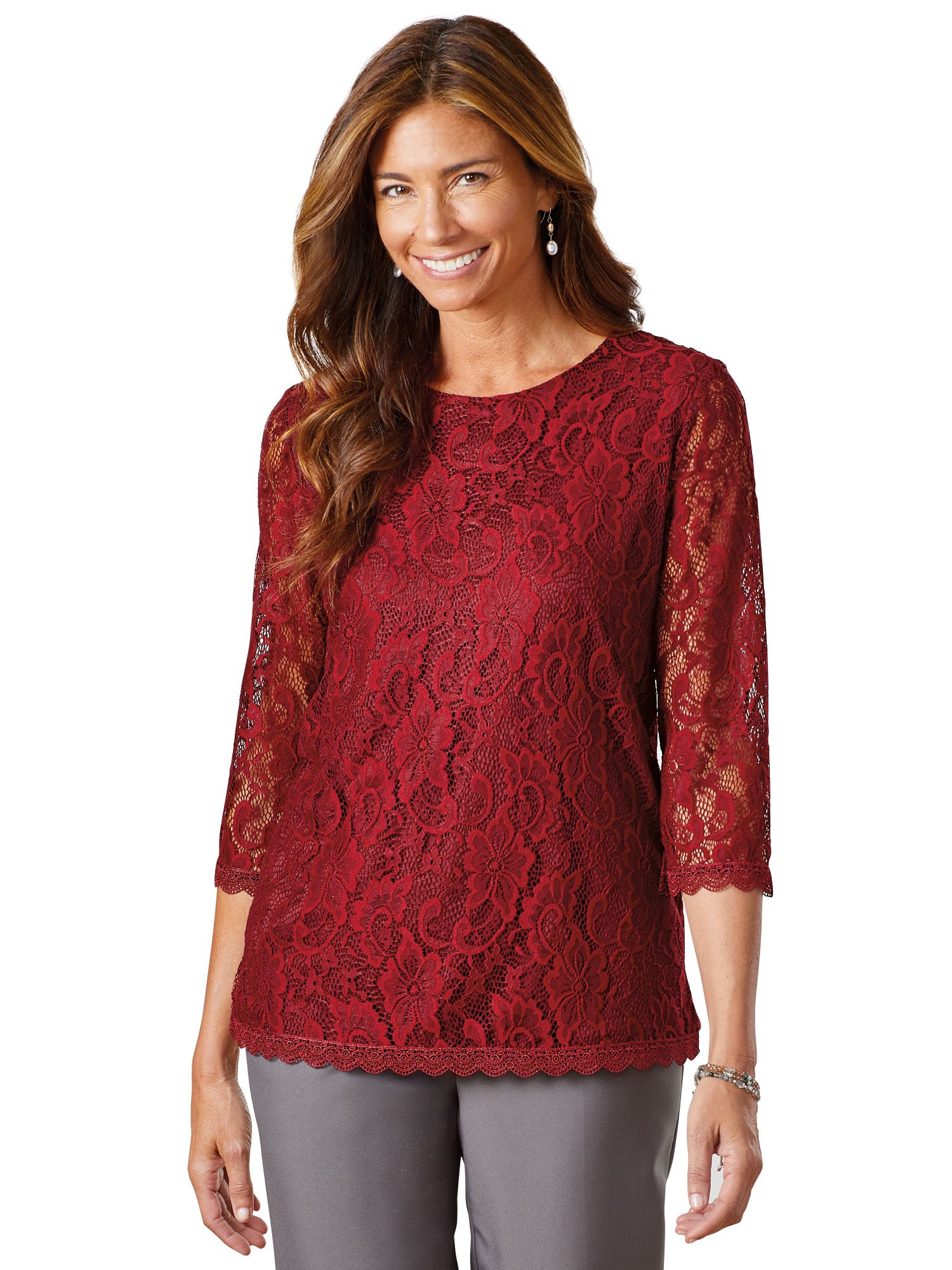 3/4 sleeve lace top