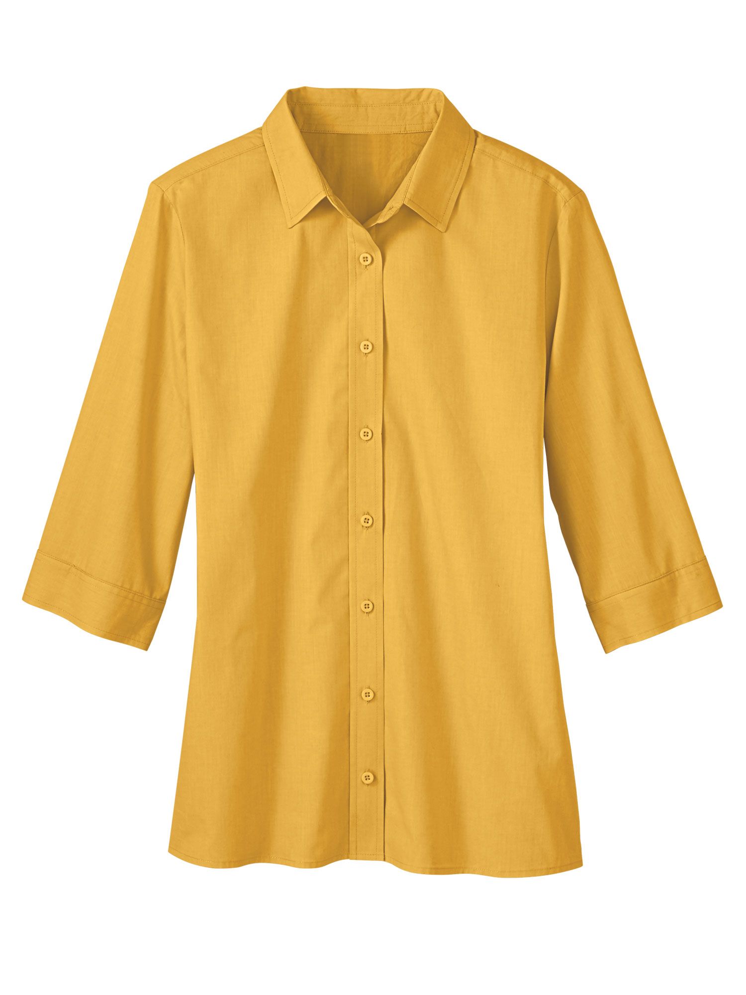 Essentials Women's Classic-Fit 3/4 Sleeve Poplin Shirt 