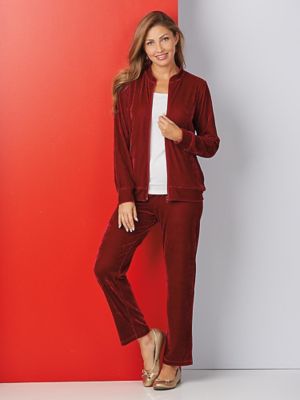 ladies velour pant suits