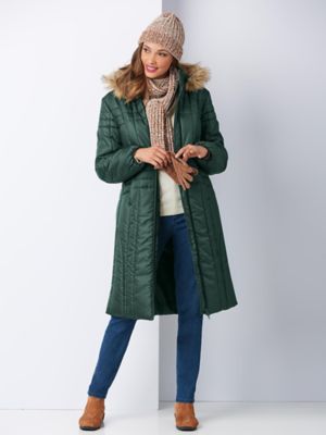 long padded jacket with fur hood