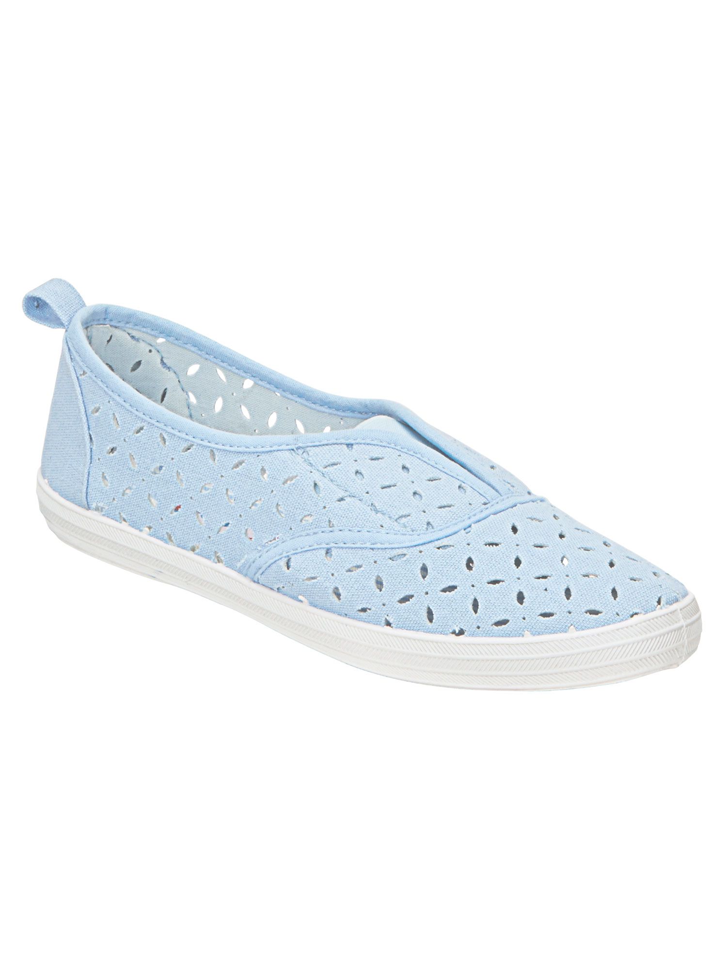 Floral White Canvas Slip On Shoes for Women