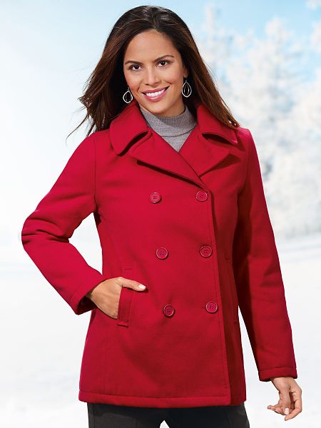 Excelled Women's Double Breasted PeaCoat | Haband
